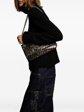 Zadig&Voltaire Borsa Rock II Leo con motivo leopardato e catena - Marrone