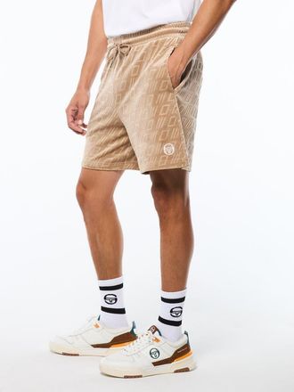 Sergio Tacchini Bandiera Debossed Velour Short in Humus at Nordstrom, Size Xxx-Large