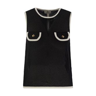 Elisabetta Franchi Dames, Tops, Zwart, Maat: XS Viscose
