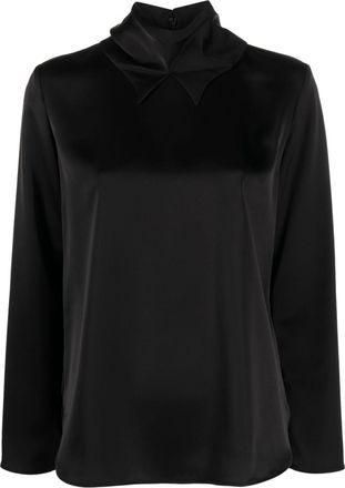 Emporio Armani pointed high-neck blouse - women - Polyester - 40 - Black