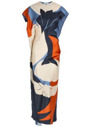 Victoria Beckham Victoria Printed Draped Satin Midi Dress - Multicoloured - 10 (UK10 / S)