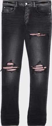 Amiri Men & apos;s Mx1 Ultrasuede-Repaired Stretch Denim Jeans