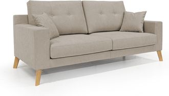 Divani.Store Danish Sof&aacute; Moderno De Tela Suave E Impermeable 146 Cm Beige
