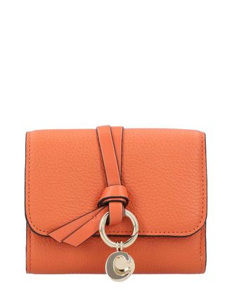 Chlo&eacute; Orange Calfskin Leather Alphabet Long Wallet, Never Carried (Authentic Pre-Loved)