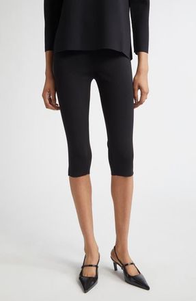 Toteme Compact Knit Capri Trousers in Black at Nordstrom, Size Medium