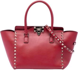 Valentino Pre-owned Studded Satchel - Dames - Vintage Handtas - Rood - ONE Size - Leer - Vintage