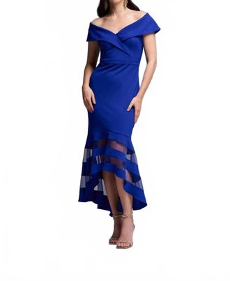 Joseph Ribkoff Off Shoulder Hi-Low Dress In Royal Sapphire