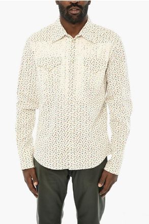 Dsquared2 Ribbed Floral Motif Shirt with Double Breasted Pockets size 54