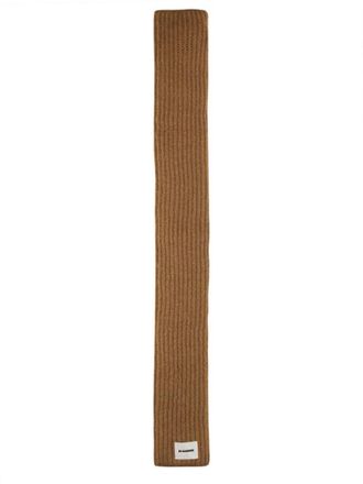 Jil Sander Ribbed Texture Scarf With Logo Patch