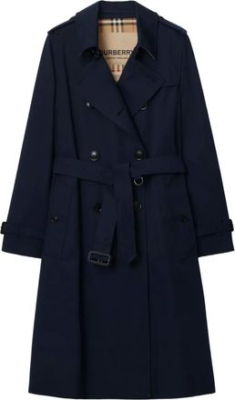 Burberry The Long Kensington Heritage trench coat - women - Cotton/Cotton/Organic Cotton/Viscose/Calf Leather - 12 - Blue