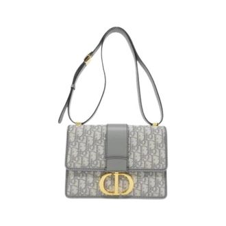 Dior Pre-owned Oblique 30 Montaigne Canvas Shoulder Bag - Dames - Pre-owned - Grijs - Maat: ONE Size