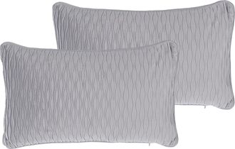 Beliani Beliani - Conjunto De 2 Cojines Decorativos Patr&oacute;n Gris Rect&aacute;ngulo 30 X 50 Cm Accesorios Decoraci&oacute;n Tradicional Moderna Motari