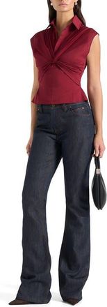 Mani&egrave;re De Voir Yvette Gathered Twist Sleeveless Top in Wine Red at Nordstrom, Size 12