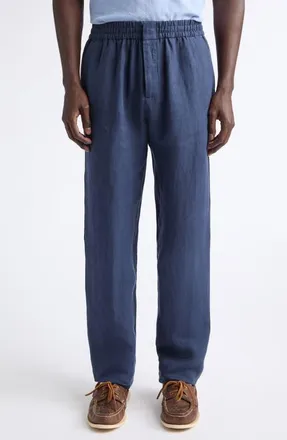 Sunspel Drawstring Linen Trousers in Light Navy at Nordstrom, Size X-Large