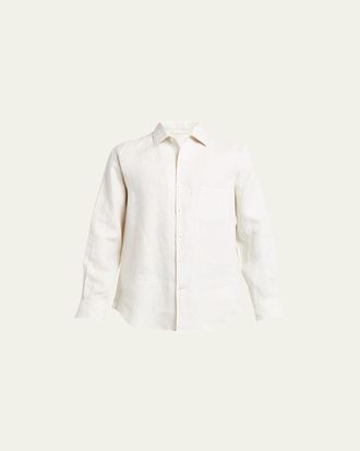 Loro Piana Mens Andre Long-Sleeve Linen Shirt