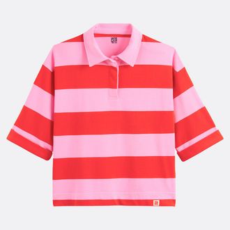 La Redoute Collections T-shirt met polokraag, korte mouwen, strepen