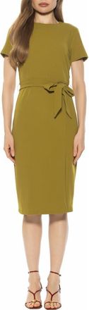 Alexia Admor Zyra Short Sleeve Tie Waist Sheath Dress in Sage at Nordstrom Rack, Size X-Small