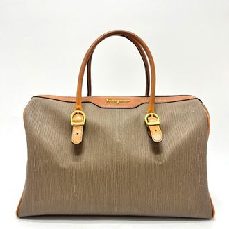 Ferragamo Pvc Leather Boston Bag Handbag (Pre-Owned)