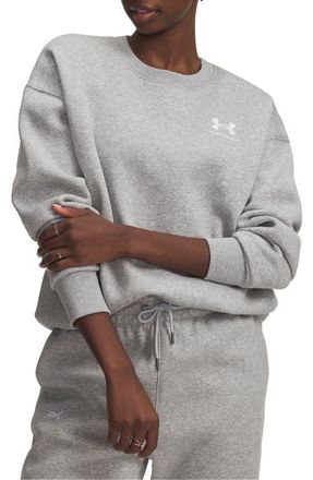 Under Armour Icon Fleece Crewneck Sweatshirt in Gray Light Heather //White at Nordstrom, Size Xx-Large