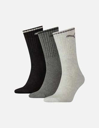 Puma Mens 3-Pack Stripe Sports Socks, Grey Mix - Black - Size: 7.5/8/5/5.5/6/6.5/7