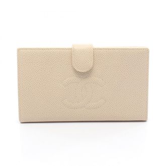 Chanel Ivory Grained Calfskin Long Wallet (Bi-Fold) (Pre-Owned)