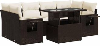 vidaXL Juego De Sof&aacute;s De Jard&iacute;n 7 Piezas Con Cojines Rat&aacute;n Pe Marr&oacute;n Vidaxl