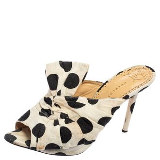 Charlotte Olympia White/black Polka Canvas Bow Side Sandals