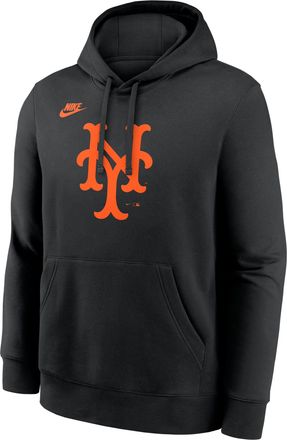 Nike New York Mets Cooperstown Logo Club Nike Mens MLB Pullover Hoodie in Black | NKDK00AM98-9N3