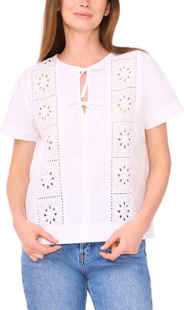 CeCe by Cynthia Steffe Cece White Tie Embroidery Top