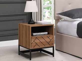 Vente-Unique Set Of 2 Bedside Tables With 1 Drawer & 1 Recess - MDF & Steel in Walnut