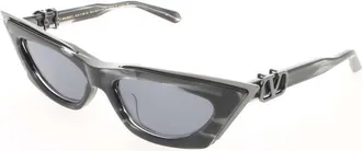 Valentino Ladies Black Rectangular Sunglasses VGOLDCUTIVLS113B55