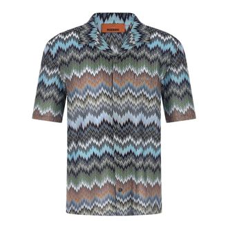 Missoni Short Sleeve Shirts, male, Multicolor, Size: 2XL Raschel Chevron Viscose Shirt