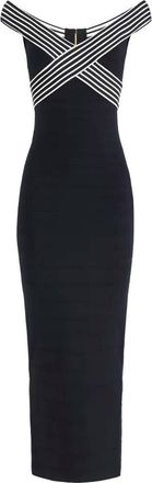 Elisabetta Franchi Knit Long Dress With Striped Bands Clothing