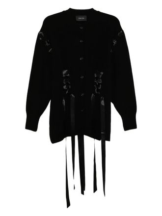 Simone Rocha ribbon corset cardigan - women - Polyamide/Elastane/Merino - S - Black