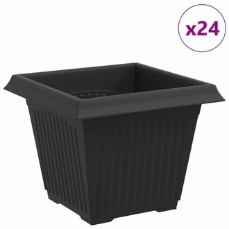 vidaXL Maceta Cuadrada Para Flores 24 Pcs Negro 33 X 33 X 26 Cm Vidaxl