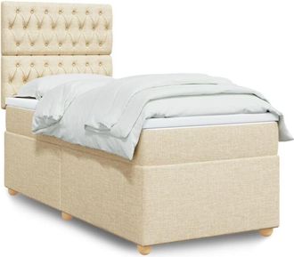 vidaXL Cama Box Spring Con Colch&oacute;n Tela Color Crema 100x200 Cm Vidaxl