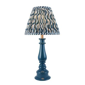 Netlighting Myrtle Blue Table Lamp Blue Fabric Ripple Shade 25cm B22
