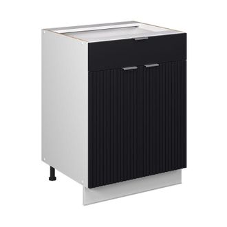 Vicco Mueble Bajo De Cocina Fame-line, Rayas Negras, 60 Cm Con Caj&oacute;n, Sin Encimera Vicco