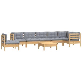 vidaXL Juego De Muebles De Jard&iacute;n 9 Pzas Y Cojines Madera Maciza Pino Vidaxl