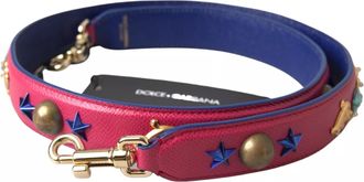 Dolce & Gabbana Womens Pink Exotic Leather Studded Shoulder Strap Red Accessory