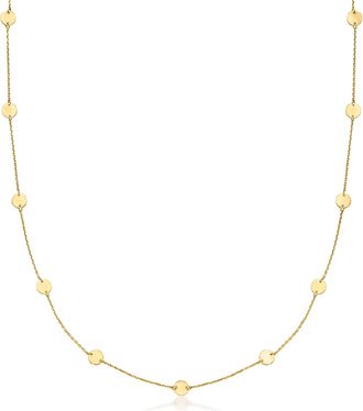 RS Pure by Ross-Simons Italian 14kt Yellow Gold Disc Station Necklace