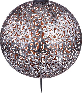 Globo Lighting Faretto Da Parco Con Luce A Sfera Solare A Led Per Esterni Con Lampada A Stelo In Argento Con Motivo Decorativo Globo 33745