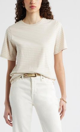 Nordstrom Relaxed Fit Pima Cotton Crewneck T-Shirt in Beige- Ivory Daphney Stp at Nordstrom, Size Xx-Small