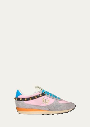 Valentino Garavani Embroidered Rockstud Low-Top Sneakers