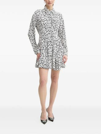 Michael Michael Kors floral-print pleated mini dress - women - Polyester - S - Black