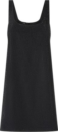 Pinko Vierkante Halslijn Zwarte Strass Jurk - Dames - Korte kleedjes - Zwart - L - Kleedjes