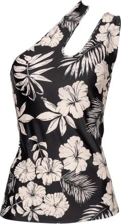 Pinko Mouwloze Aansluitende Top met Bloemenprint - Dames - Tops zonder mouwen - Zwart - M - Tops