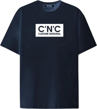 Costume National Heren Regular T-Shirt - Heren - T-shirts - Blauw - L - Katoen - Tops