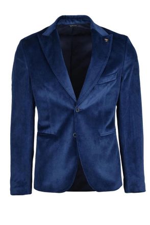 Havana & Co. Velvet Double-Breasted Jacket - Blue