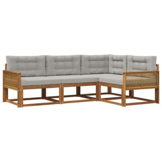 vidaXL Conjunto De Sof&aacute;s De Exterior 4 Pcs Natural Y Gris Claro Vidaxl